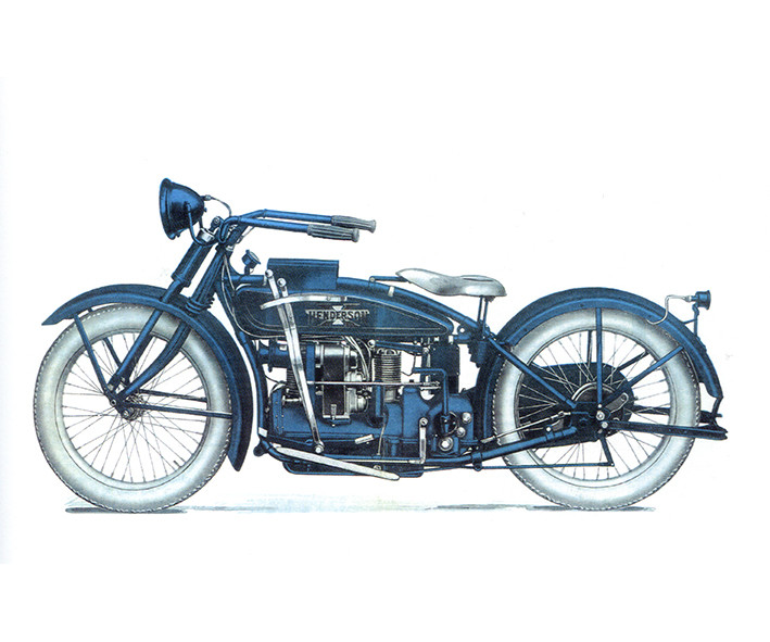 Ein Modell der englischen Firma Henderson von 1928. Die englischen Motorradbauer waren unglaublich kreativ.