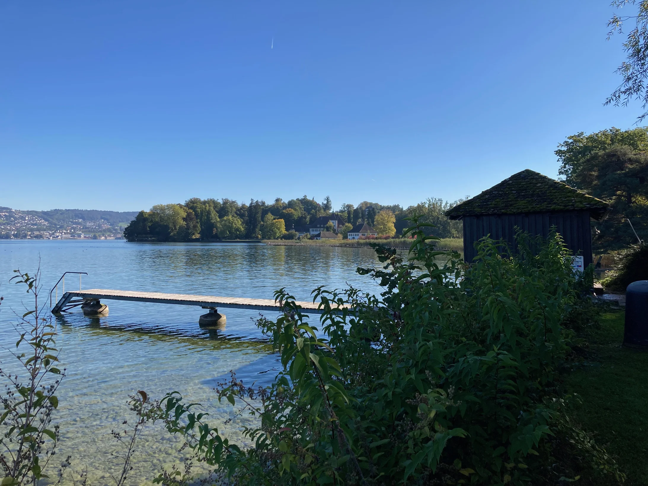 Blick von Westen auf Halbinsel und Schloss Au