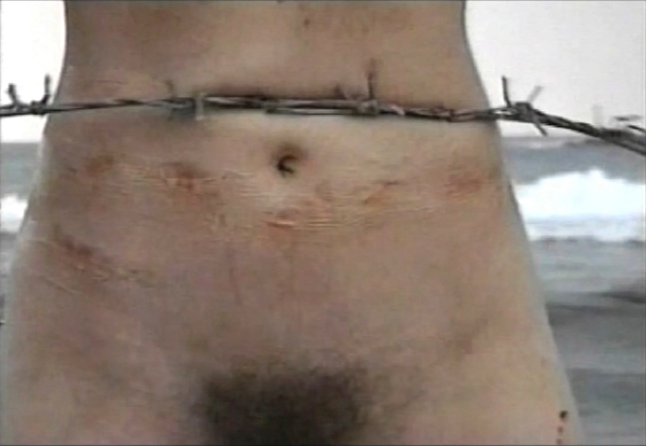 Sigalit Landau (Jerusalem): Barbed Hula, Video einer Performance (2001).