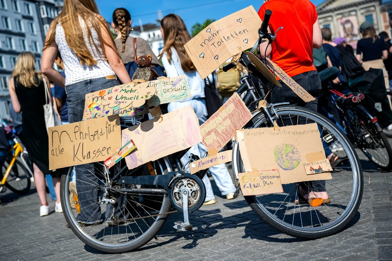 Fahrrad mit Forderungen in Bremen