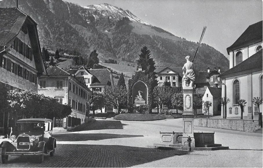 Dorfplatz von Stans um 1953