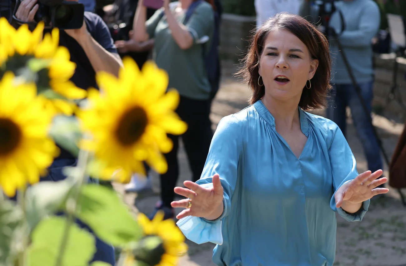 Annalena Baerbock bei der Stimmabgabe am Sonntagnachmittag in Potsdam (Foto: Keystone)