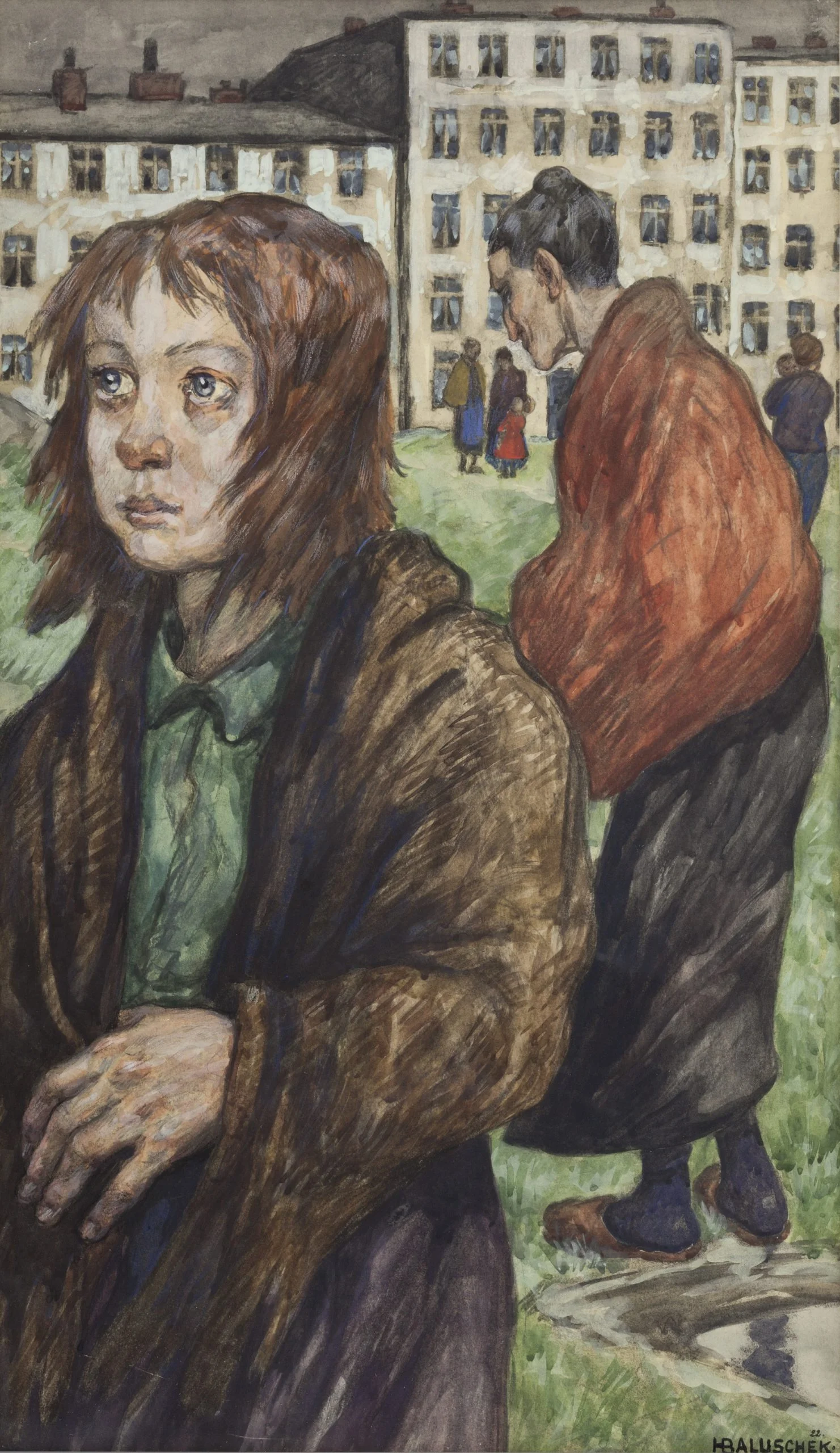 Hans Baluschek, Arme Leute, o. J. Aquarell und Ölkreide auf Pappe
Bröhan-Museum, Foto: Martin Adam, Berlin