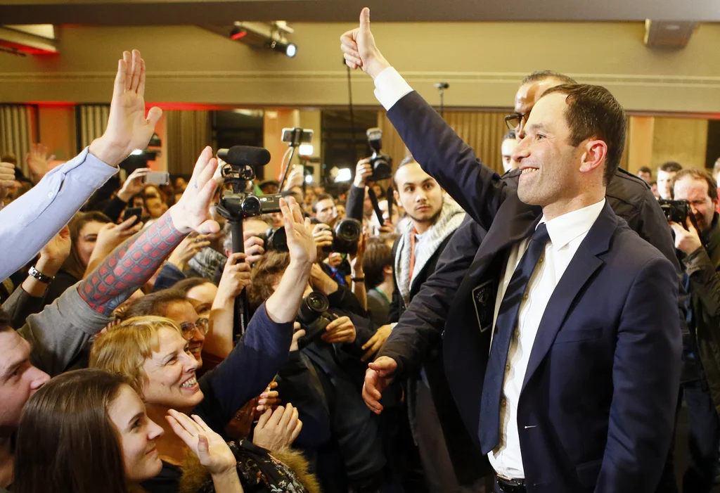 Benoît Hamon am Sonntagabend (Foto: Keystone/AP/François Mori)