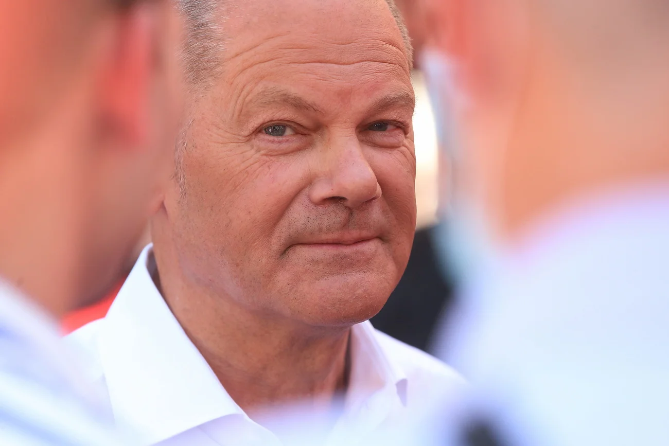 Olaz Scholz an einer SPD-Wahlveranstaltung am Samstag in Bochum (Foto: Keystone/DPA/David Young)