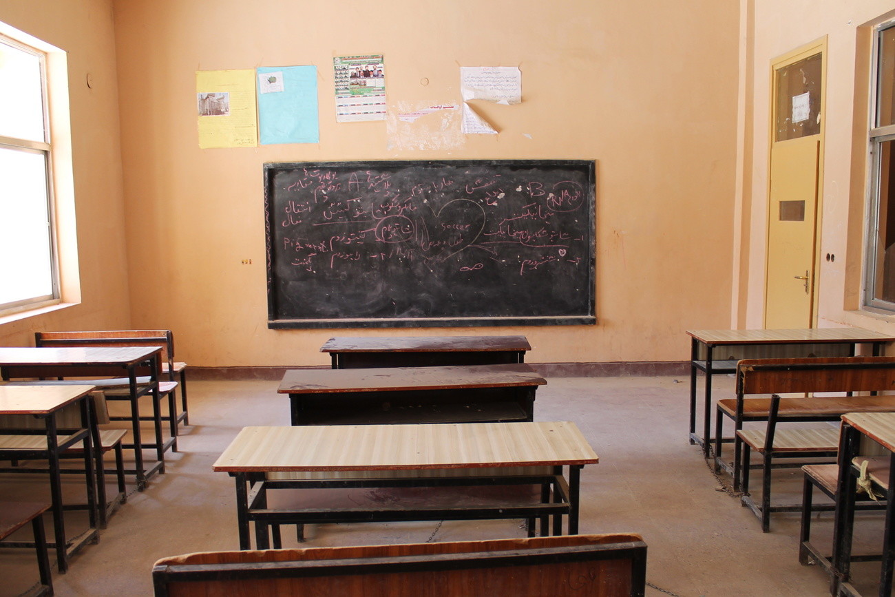 Das verlassene Klassenzimmer einer Mädchenschule, nachdem am 21. August 2021 die Taliban Mazar-e-Sharif übernommen haben. (Keystone/EPA/Stringer)