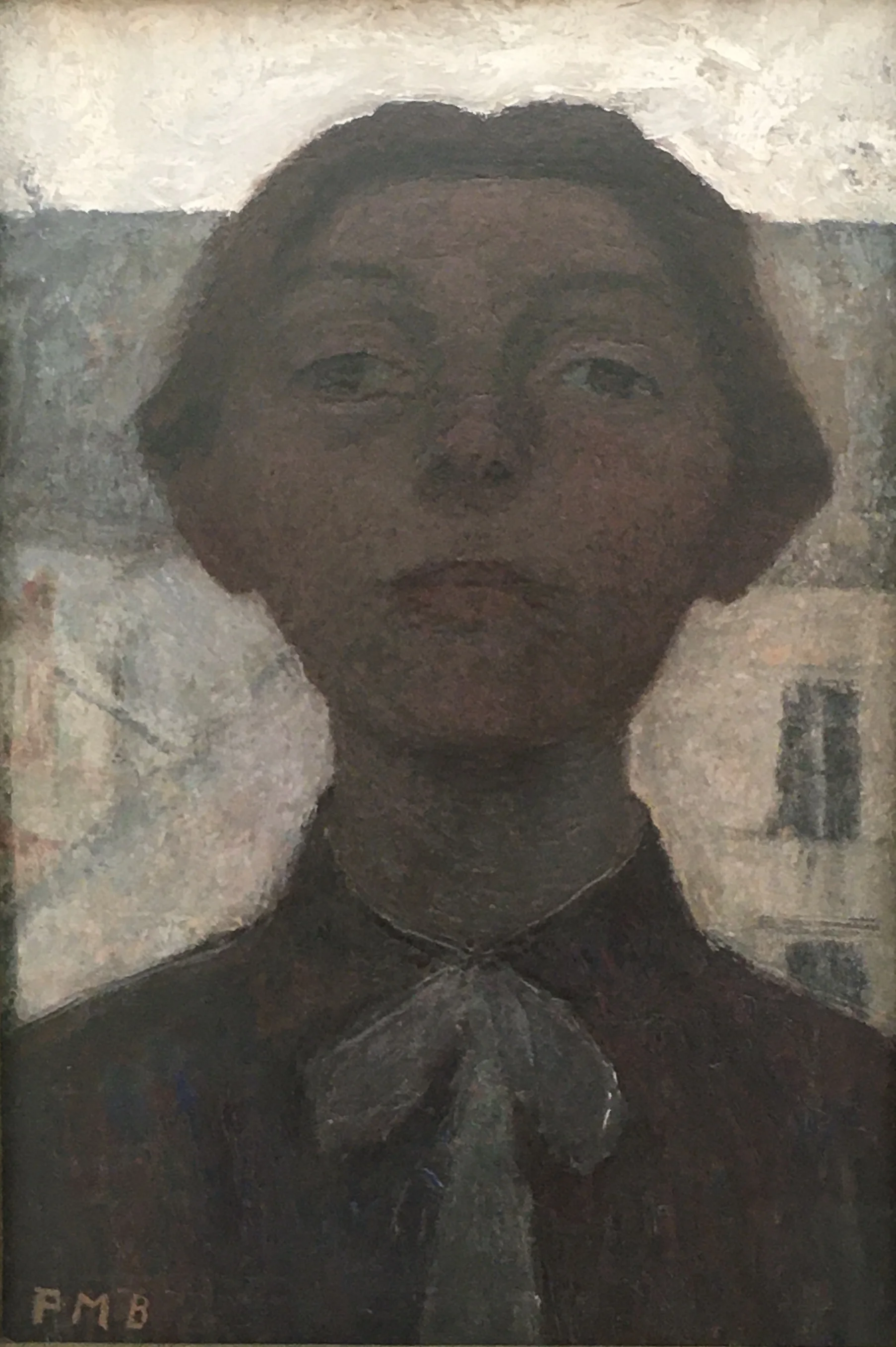 Paula Modersohn-Becker: Selbstbildnis vor Fensterausblick auf Pariser Häuser, 1900, Öltempera auf Pappe, 50,2 x 37,7 cm; Paula Modersohn-Becker-Stiftung, Bremen