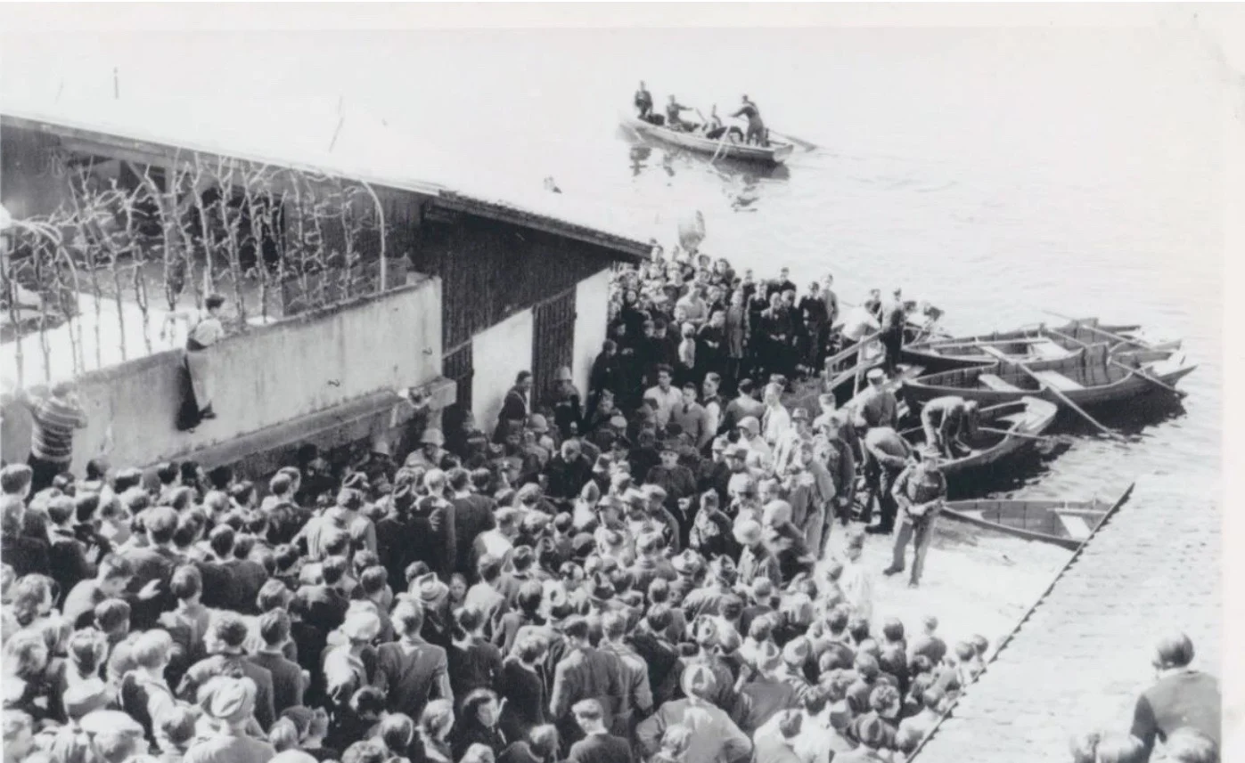 Empfang von Pilot Meyer am Seeufer (Foto: Eugen Grau)