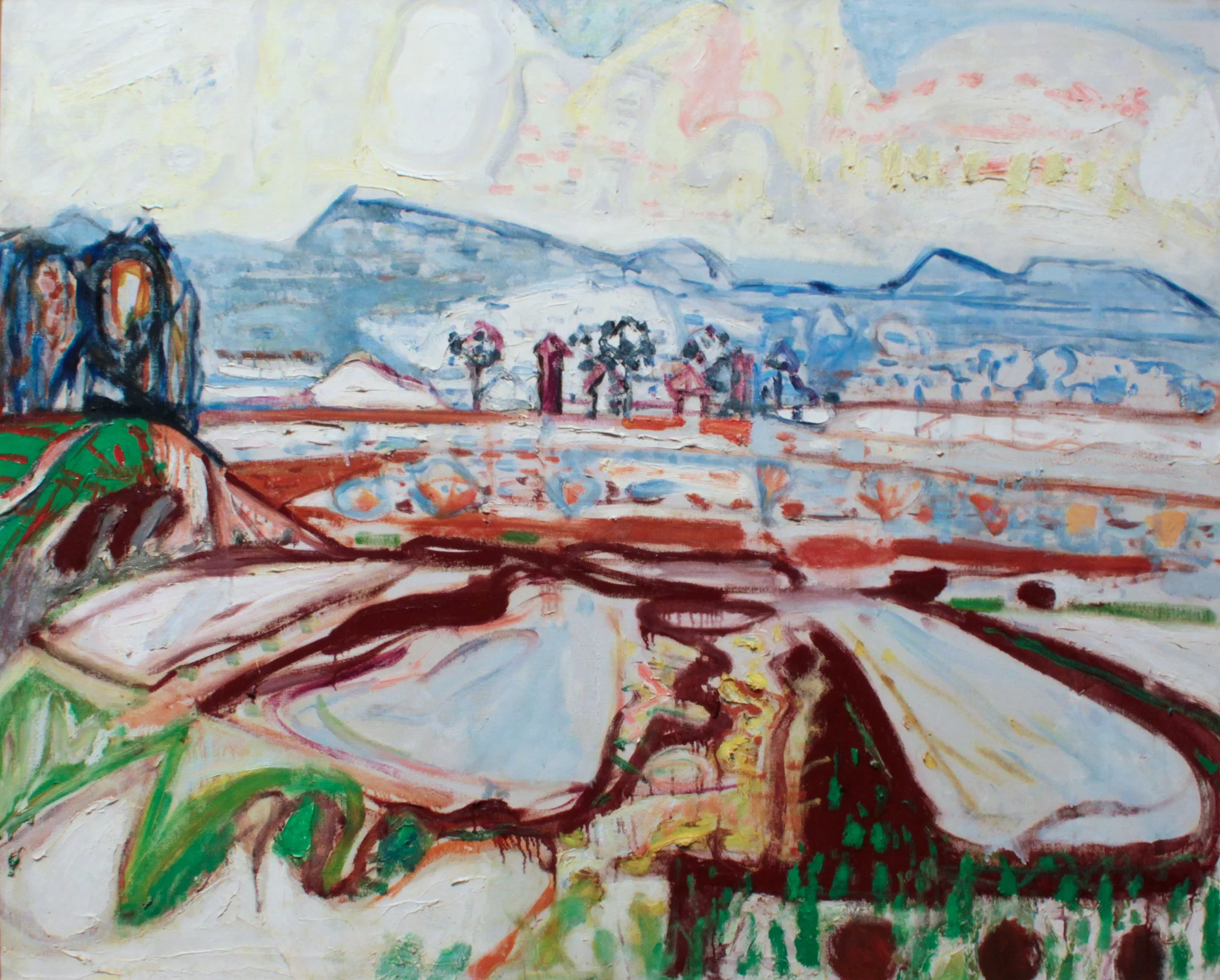 Max Gubler, Schneeschmelze, 1948/51, Öl auf Leinwand, aus der laufenden Ausstellung "Pausenstück", © Foto: Kunstmuseum Thurgau