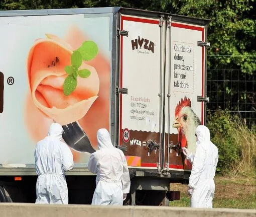 2015: Im Laderaum eines Lastwagens, der am Rande einer Autobahn im österreichischen Burgenland abgestellt war, sind 71 Leichen entdeckt worden. Es handelt sich um syrische Flüchtlinge: 59 Männer, acht Frauen und vier Kinder, unter ihnen ein zweijähriges Mädchen. Sie sind im Laderaum des LKWs erstickt. Die ungarische Polizei hat vier Schlepper festgenommen.