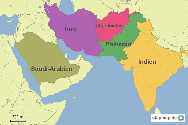 Mächte rund um den Indischen Ozean (Karte: Journal21.ch/Stepmap.de)