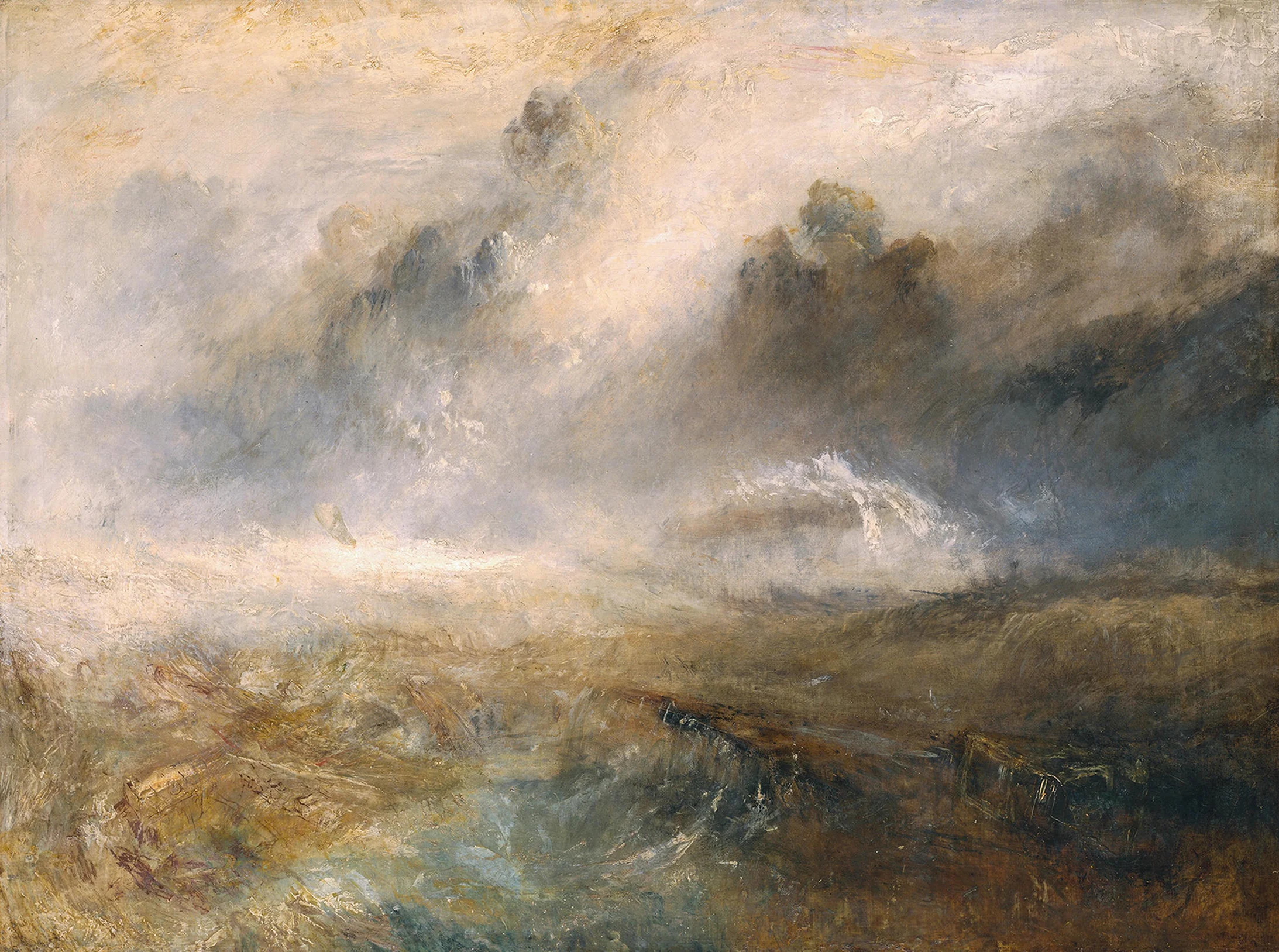 Joseph Mallord William Turner: Rough Sea with Wreckage, ca. 1840/45, Öl auf Leinwand, 191.1 x 122.6 cm, © Tate, London, 2019
